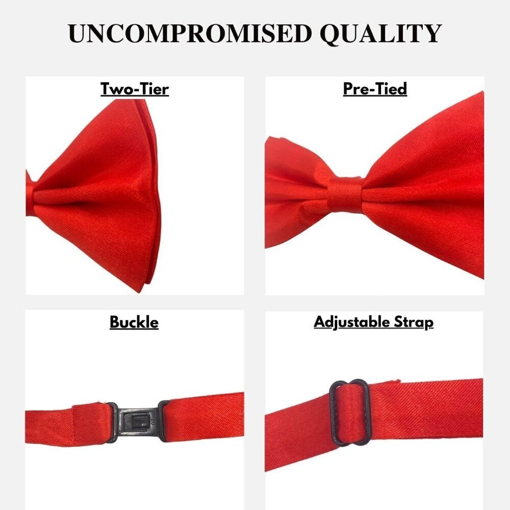 Bow Ties for Men Pre-Tied Adjustable - Classic Men's Bow Tie - Tuxedo Wedding Fo - Picture 6 of 7